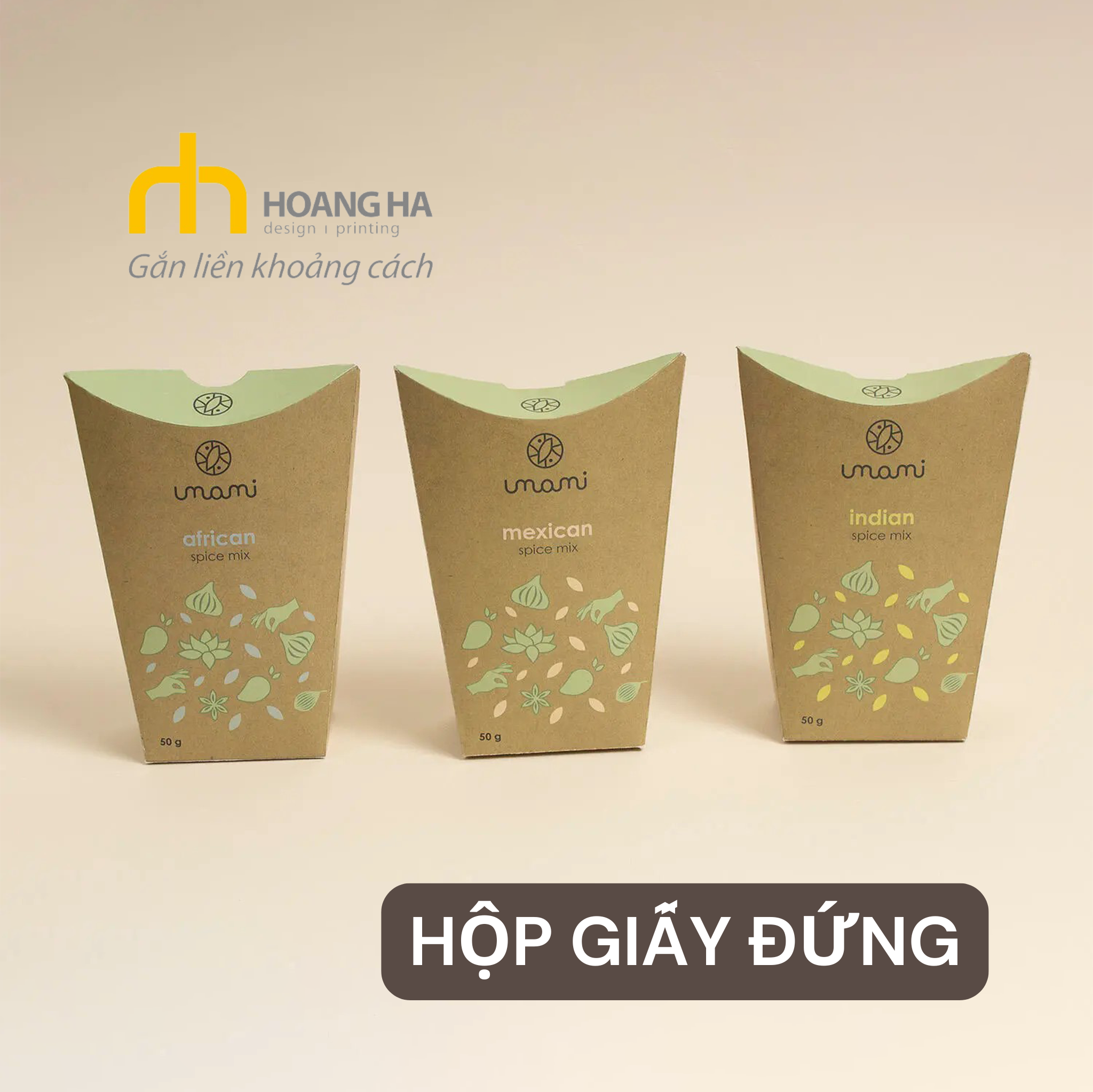 Thiết kế hộp giấy kraft đựng gia vị 